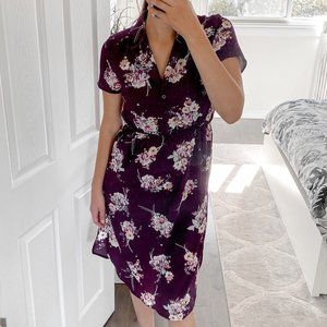 Monteau Purple Midi Floral Print Pencil Dress, M